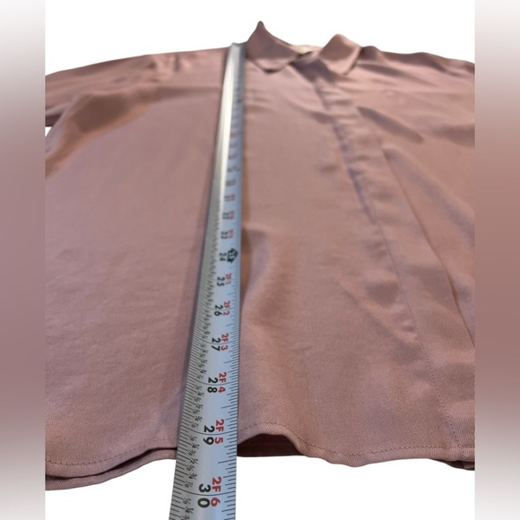 VINCE Relaxed Silk Blend Button Up Blouse, Interior Front Pocket, Lilac Stone XL - Picture 9 of 13